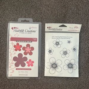 Heartfelt Creations Posey Patch Dies and Matching Stamp Set NWT Retired Rare